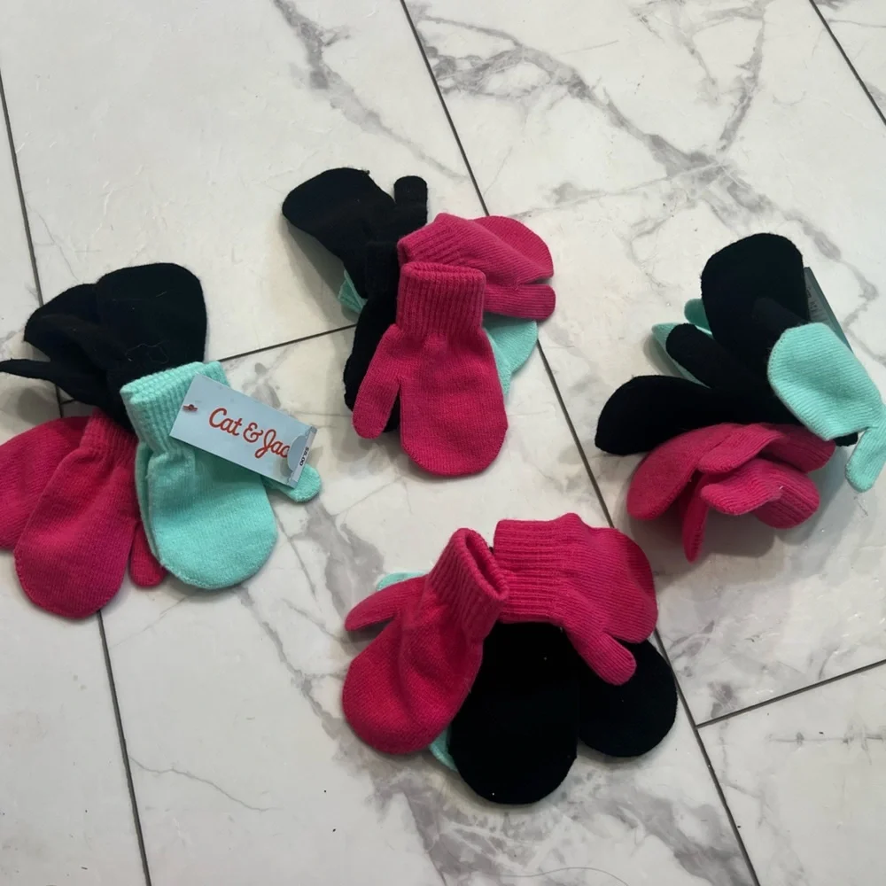 Cat & Jack Pink and Black Mittens Cozy Winter Accessories - price for all